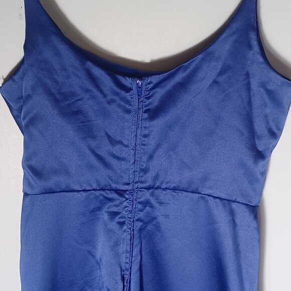 B. Darlin Mini Dress Women 5/6 Satin Blue Ruched Ruffle Party Cocktail Going Out - Picture 8 of 10